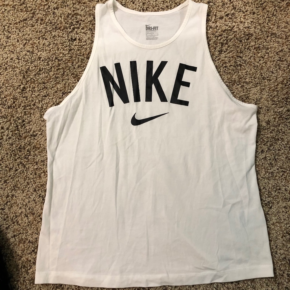 Nike White Dri-Fit Tank Top